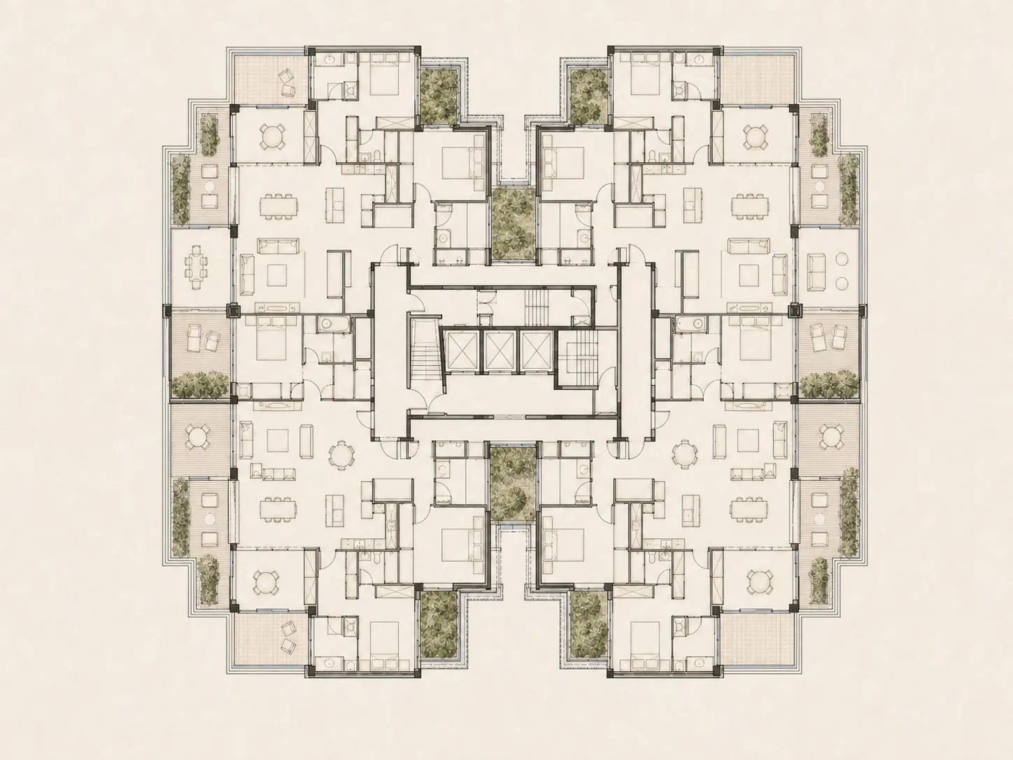 Planta residencial tipo conceptual de Litoral 14