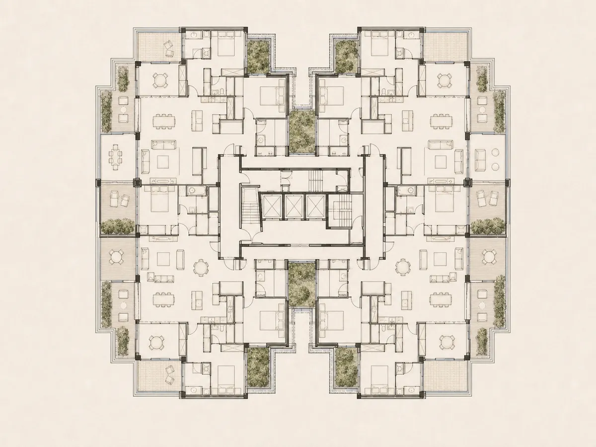Planta residencial tipo conceptual de Litoral 14